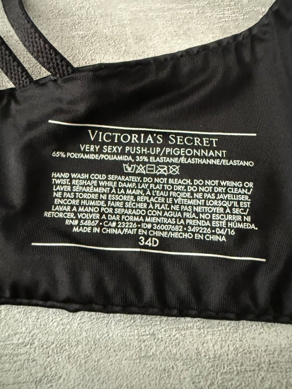 Victorias Secret Very Sexy Padded Push-Up Bra 34D Black Strappy Back Design - Picture 4 of 5